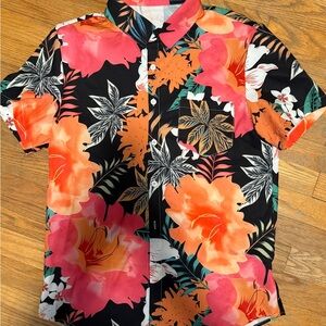 Floral Black and Orange Men's Shirt
